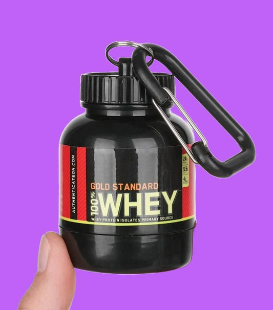 Fitness Fuel On-The-Go Keychain — Protein Powder Carrying Funnel & Container with Keychain