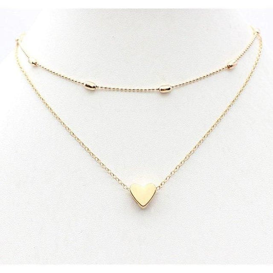 Gold Plated Double Layered Heart Pendant (Necklace)